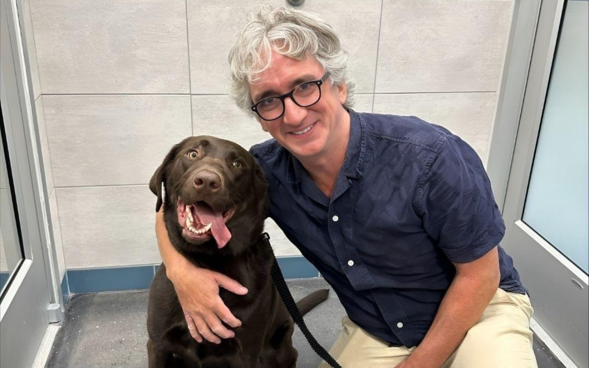 James Hathaway and his new dog Porter.