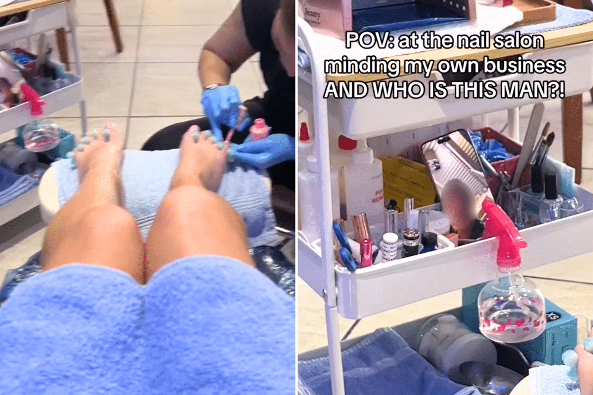 Moment Woman Getting Her Nails Done Realizes She Has an Unexpected Audience