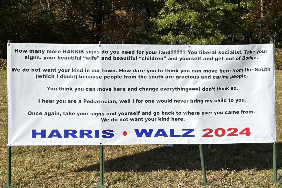 Banner outside Menz home