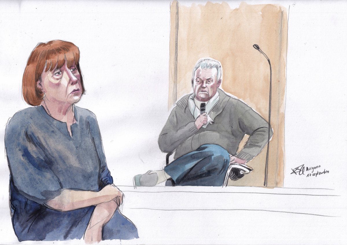 courtroom sketch by Pasquier shows Gisèle Pelicot