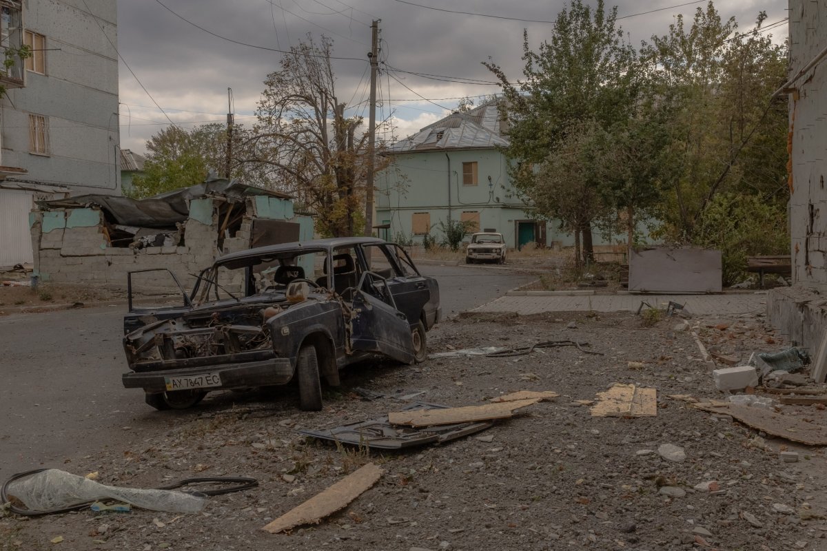 Damage in Donetsk town