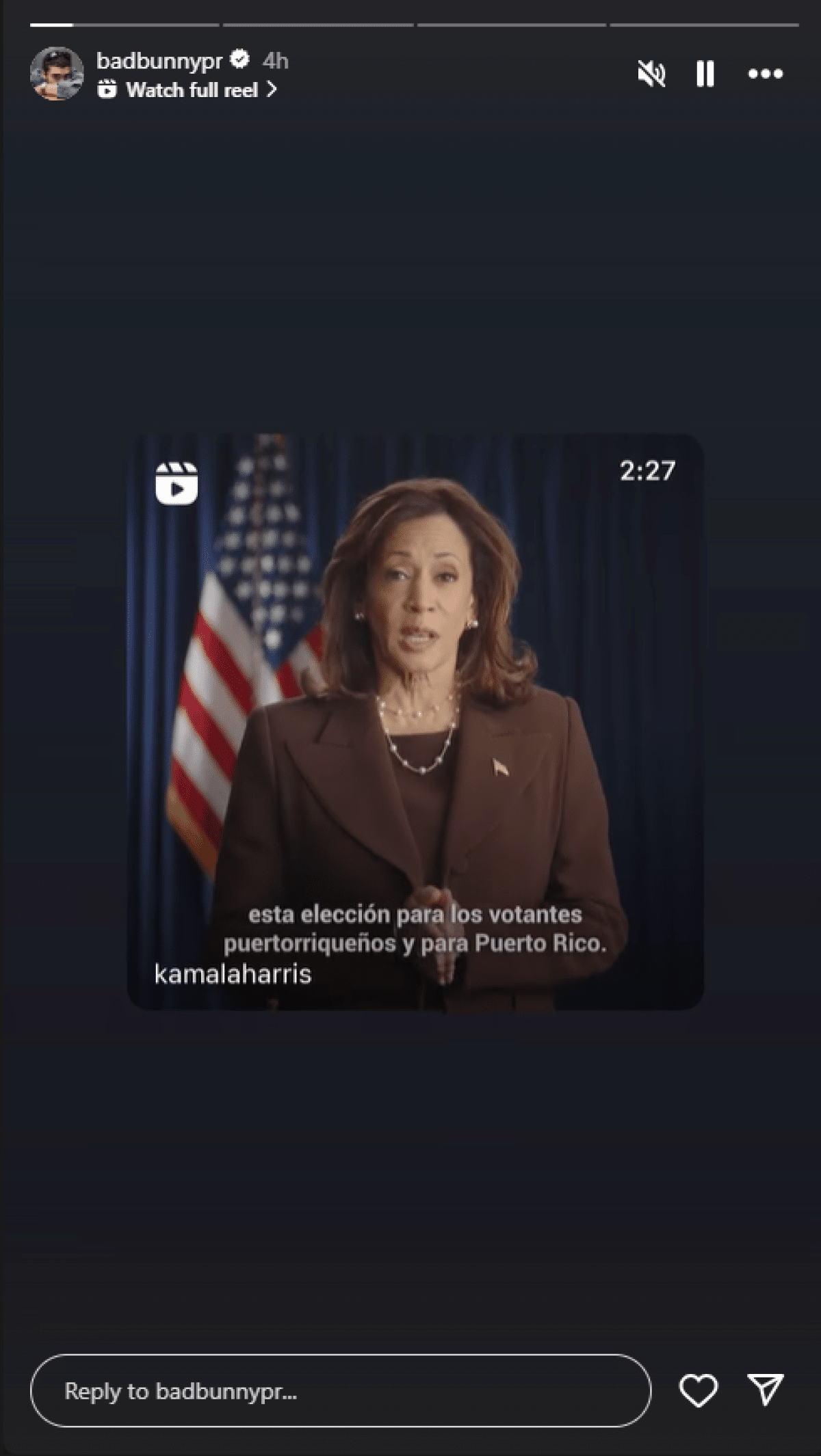 Bad Bunny Backs Kamala Harris With Instagram Post of Puerto Rico Video