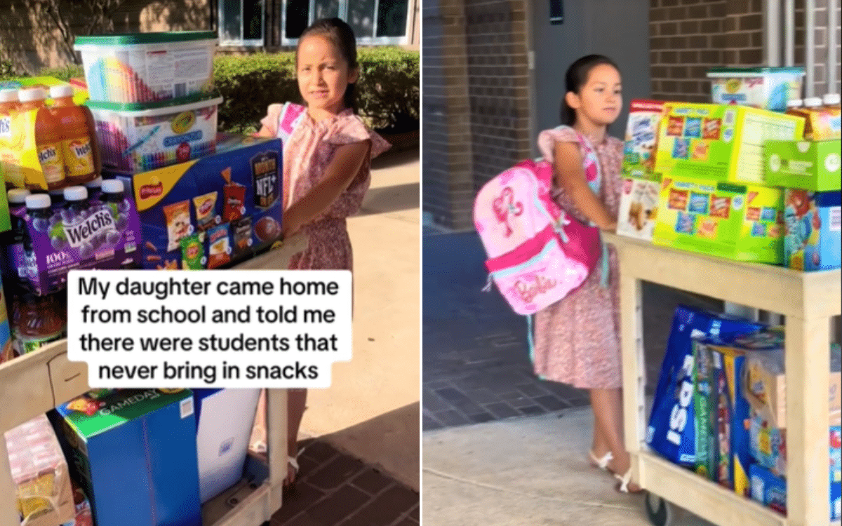 Monet Finnigan's daughter Charlotte pulls snacks.