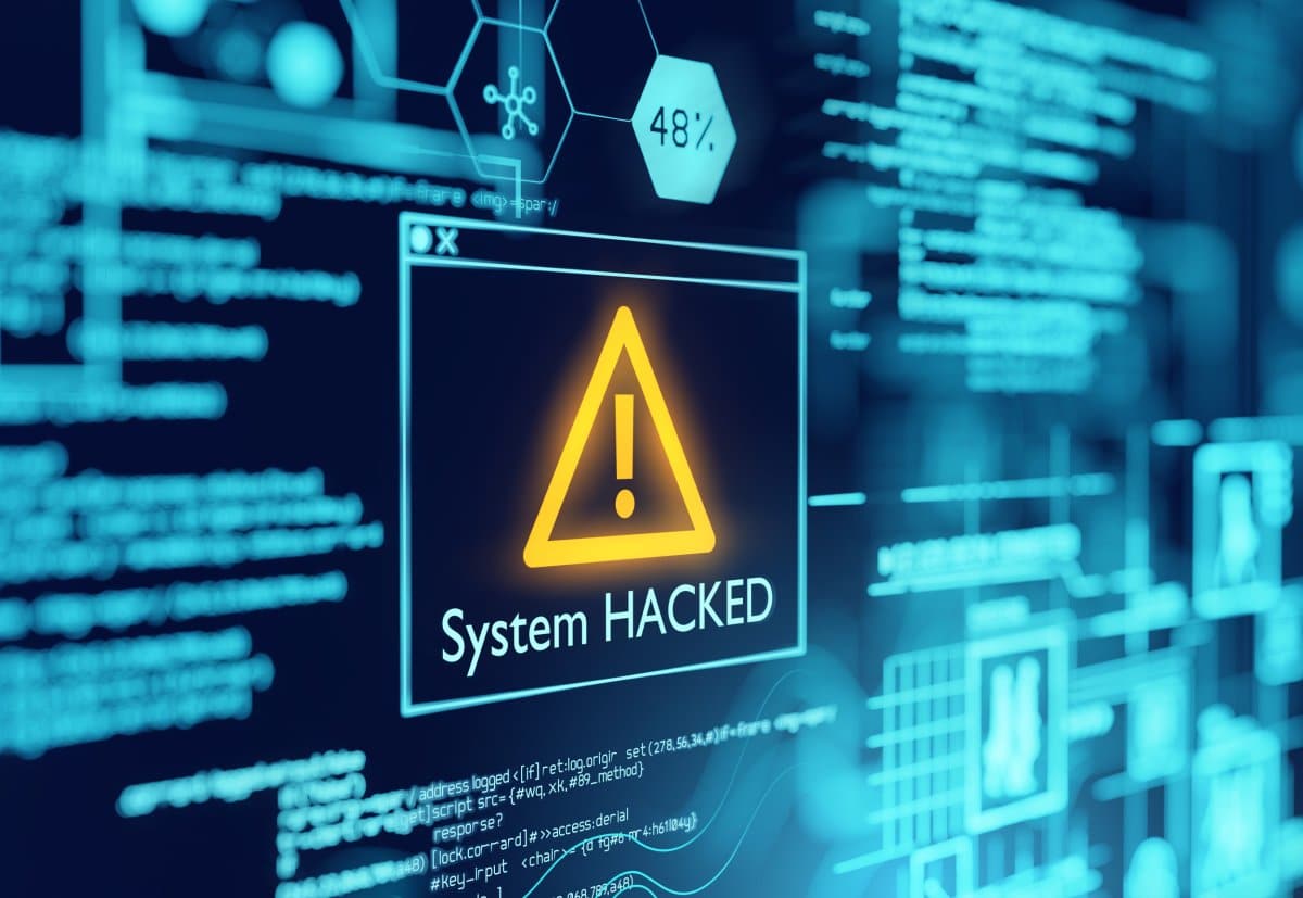 A popup warning of a computer hack.