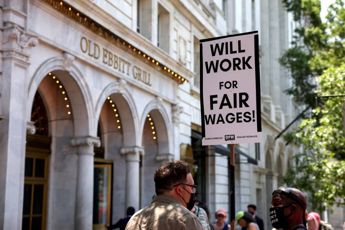 Worker on strike