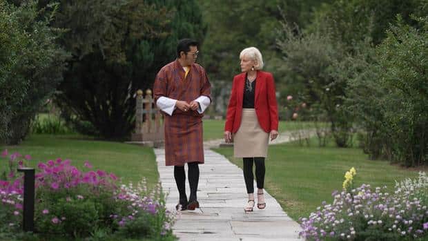 Bhutan's king with Lesley Stahl 