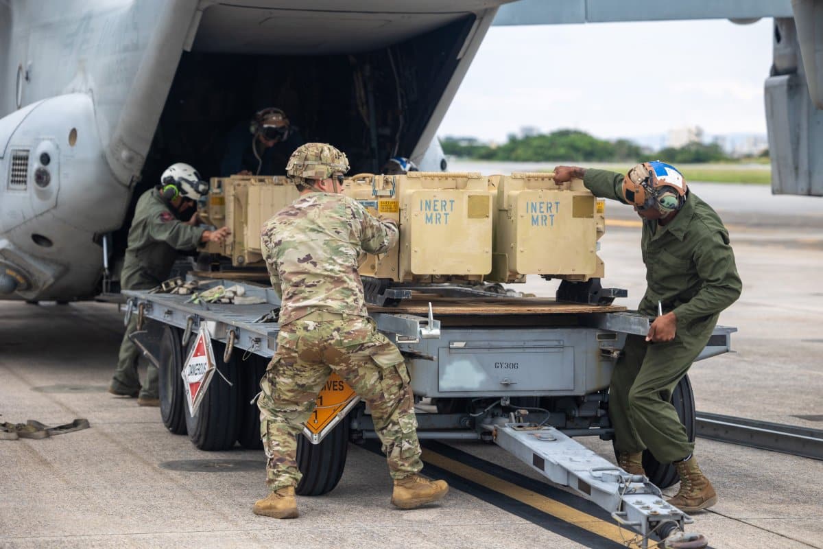 U.S. Soldiers and Marines Unload Patriot Missiles