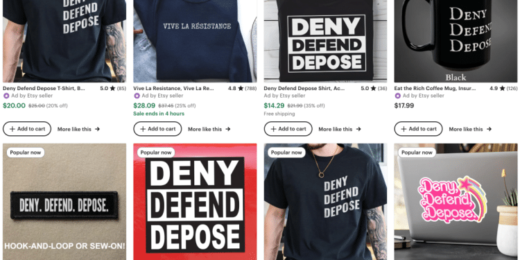 E-commerce sites hawk merchandise about UnitedHealthcare CEO shooting