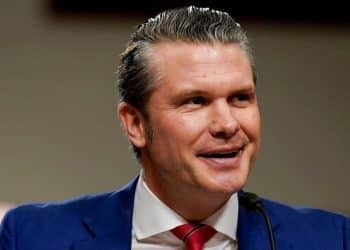 Pete Hegseth is asked to respond by protesters to claims of genocide against Israel