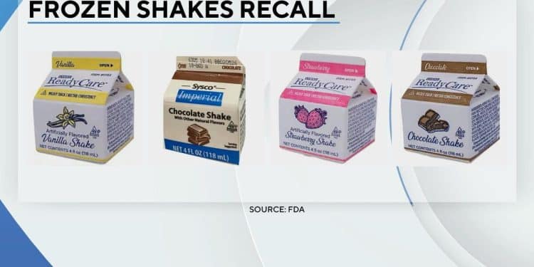 Frozen supplemental shakes sold nationwide and to hospitals recalled over listeria cases