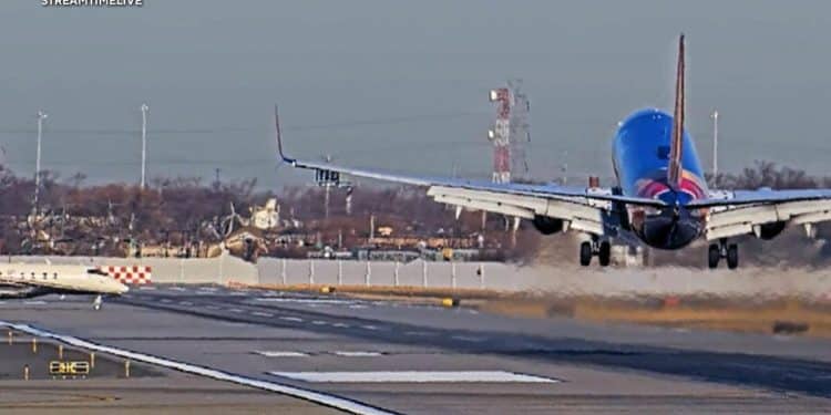 Video shows close call between plane, business jet at Chicago airport