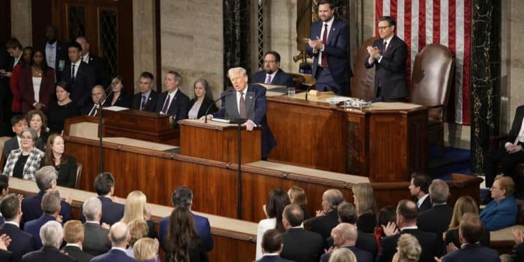 President Trump touts tariffs, foreign policy as some Democrats walk out of speech to Congress